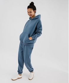 pantalon de jogging en molleton uni a taille elastiquee femme bleu standard pantalonsI795401_4