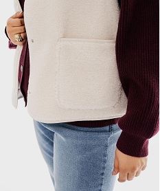 gilet sans manches en maille sherpa femme grande taille beige vestesI796001_2