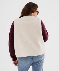 gilet sans manches en maille sherpa femme grande taille beige vestesI796001_3