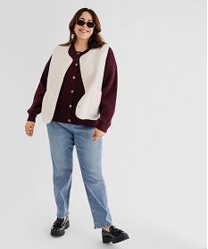 gilet sans manches en maille sherpa femme grande taille beige vestesI796001_4
