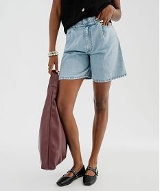 GEMO Bermuda en jean ample taille haute femme bleu vif