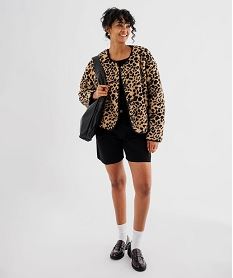 GEMO Bermuda en jean ample taille haute femme noir standard