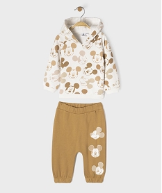 GEMO Ensemble 2 pièces à motifs Mickey bébé garçon : sweat à capuche et pantalon - Disney Brun