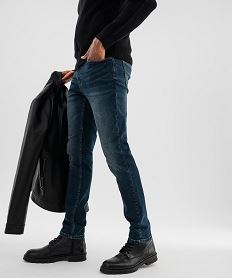 GEMO Jean neige coupe slim extensible homme Bleu