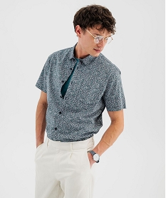 GEMO Chemise manches courtes en coton imprimé homme Multicolore