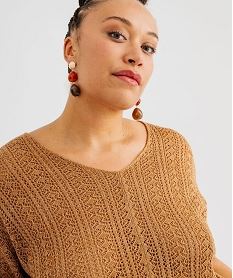 pull ajoure en maille scintillante femme grande taille orange pullsI800601_2