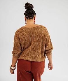pull ajoure en maille scintillante femme grande taille orange pullsI800601_3