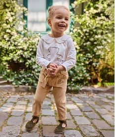 GEMO Jean coloré avec taille ajustable et ceinture bébé fille - LuluCastagnette Orange