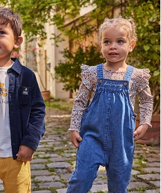 GEMO Ensemble 2 pièces bébé fille tee-shirt et salopette en jean - LuluCastagnette Bleu