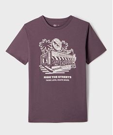 GEMO Tee-shirt manches courtes avec motif streetwear garçon Violet