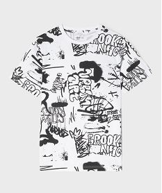 GEMO Tee-shirt manches courtes avec motif streetwear garçon blanc standard