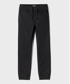 GEMO Pantalon jogger en twill de coton stretch à taille élastiquée garçon noir standard