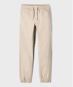 GEMO Pantalon jogger en twill de coton stretch à taille élastiquée garçon beige standard