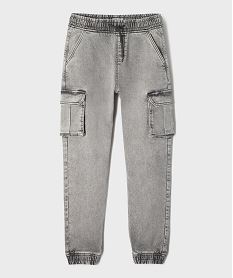 GEMO Jean jogger en coton stretch avec taille ajustable garçon gris standard