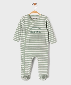 GEMO Pyjama en velours à rayures avec message brodé bébé garçon vert standard