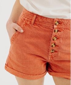 short en twill ample taille haute a boutons femme rouge shortsI810401_2