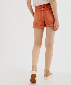 short en twill ample taille haute a boutons femme rouge shortsI810401_3