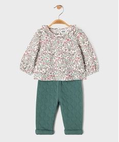 GEMO Ensemble 2 pièces bébé fille : body et pantalon vert standard