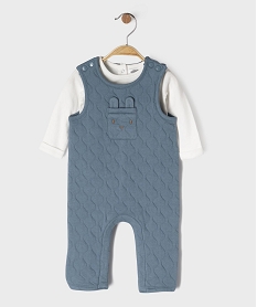 GEMO Ensemble 2 pièces bébé garçon salopette et body manches longues bleu chine