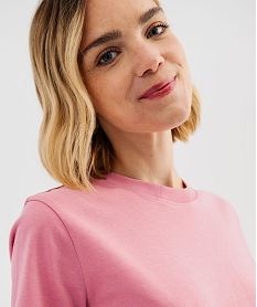 tee-shirt manches courtes et col rond uni en coton resistant femme rose standardI813801_2