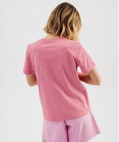 tee-shirt manches courtes et col rond uni en coton resistant femme rose standardI813801_3