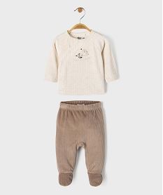 GEMO Pyjama 2 pièces en velours ouverture devant bébé garçon Beige