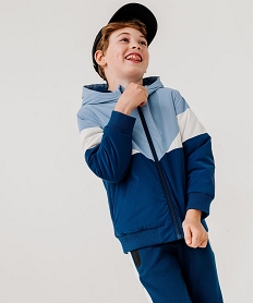 GEMO Blouson à capuche tricolore doublure polaire garçon bleu standard