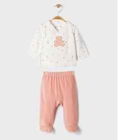 GEMO Pyjama en velours 2 pièces avec haut brassière bébé fille - LuluCastagnette Blanc