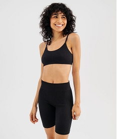 GEMO Boxer long en maille côtelée extensible femme noir standard
