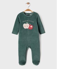 GEMO Pyjama en velours motifs pommes bébé fille vert standard