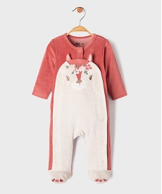 GEMO Pyjama en velours ouvert devant motif biche bébé fille Rose