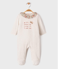 GEMO Pyjama en velours à col volanté fleuri bébé Beige