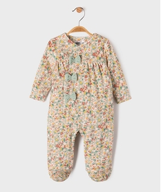 GEMO Pyjama en velours à motifs fleuris ouverture devant bébé fille Vert