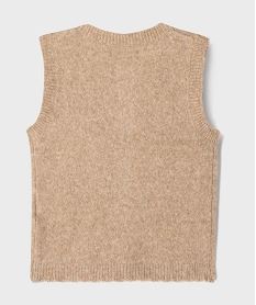gilet sans manches avec finitions dentelees fille - lulucastagnette beige standard giletsI822001_3