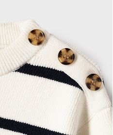 pull court a rayures en maille cotelee fille - lulucastagnette beige pullsI822201_2
