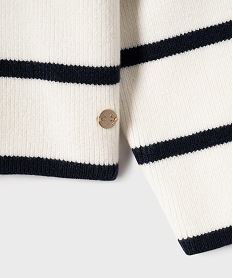pull court a rayures en maille cotelee fille - lulucastagnette beige pullsI822201_3