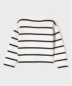 pull court a rayures en maille cotelee fille - lulucastagnette beige pullsI822201_4