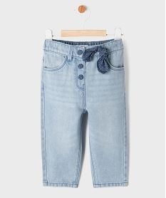 GEMO Jean délavé avec noeud à la taille bébé fille Bleu