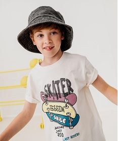 GEMO Tee-shirt manches courtes imprimé garçon Blanc