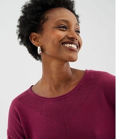 pull en maille fine a effet plastron femme rose pullsI833301_2