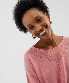 pull en maille fine a effet plastron femme rose standard pullsI833501_2