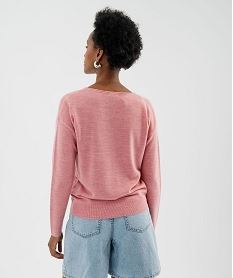 pull en maille fine a effet plastron femme rose standard pullsI833501_3