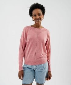 pull en maille fine a effet plastron femme rose standard pullsI833501_4