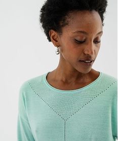 pull en maille fine a effet plastron femme vert standard pullsI833701_2