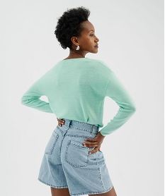 pull en maille fine a effet plastron femme vert standard pullsI833701_3