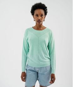 pull en maille fine a effet plastron femme vert standard pullsI833701_4
