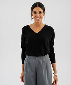 pull col v en fine maille fluide femme noir standard pullsI834101_4