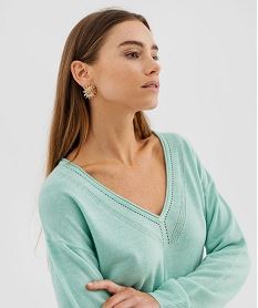 pull col v en fine maille fluide femme vert standard pullsI834501_2