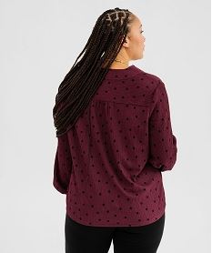 tee-shirt imprime a manches longues a col v femme grande taille violet t-shirts manches longuesI835701_3