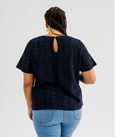 tee-shirt manches courtes en maille ajouree femme grande taille bleu t-shirts manches courtesI837501_3